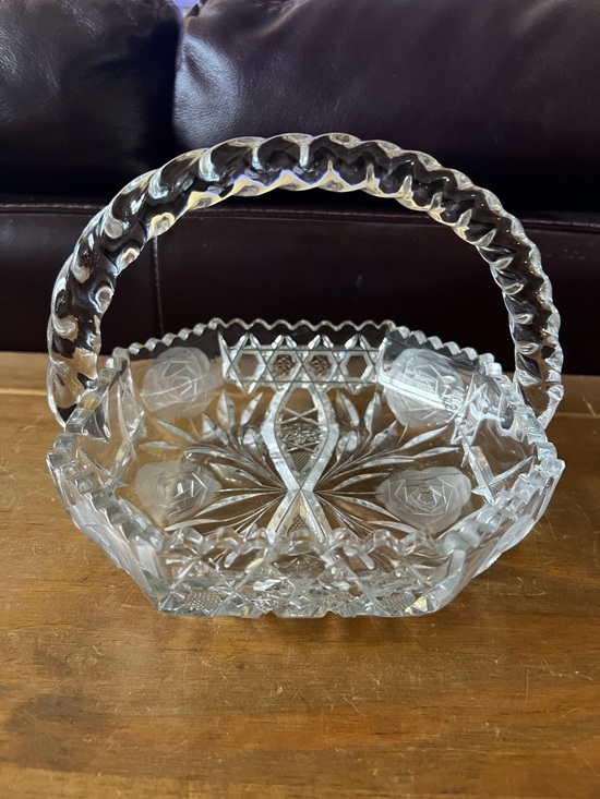 Other - Vintage clear cut lead crystal glass basket. Excellent condition no chips/cracks